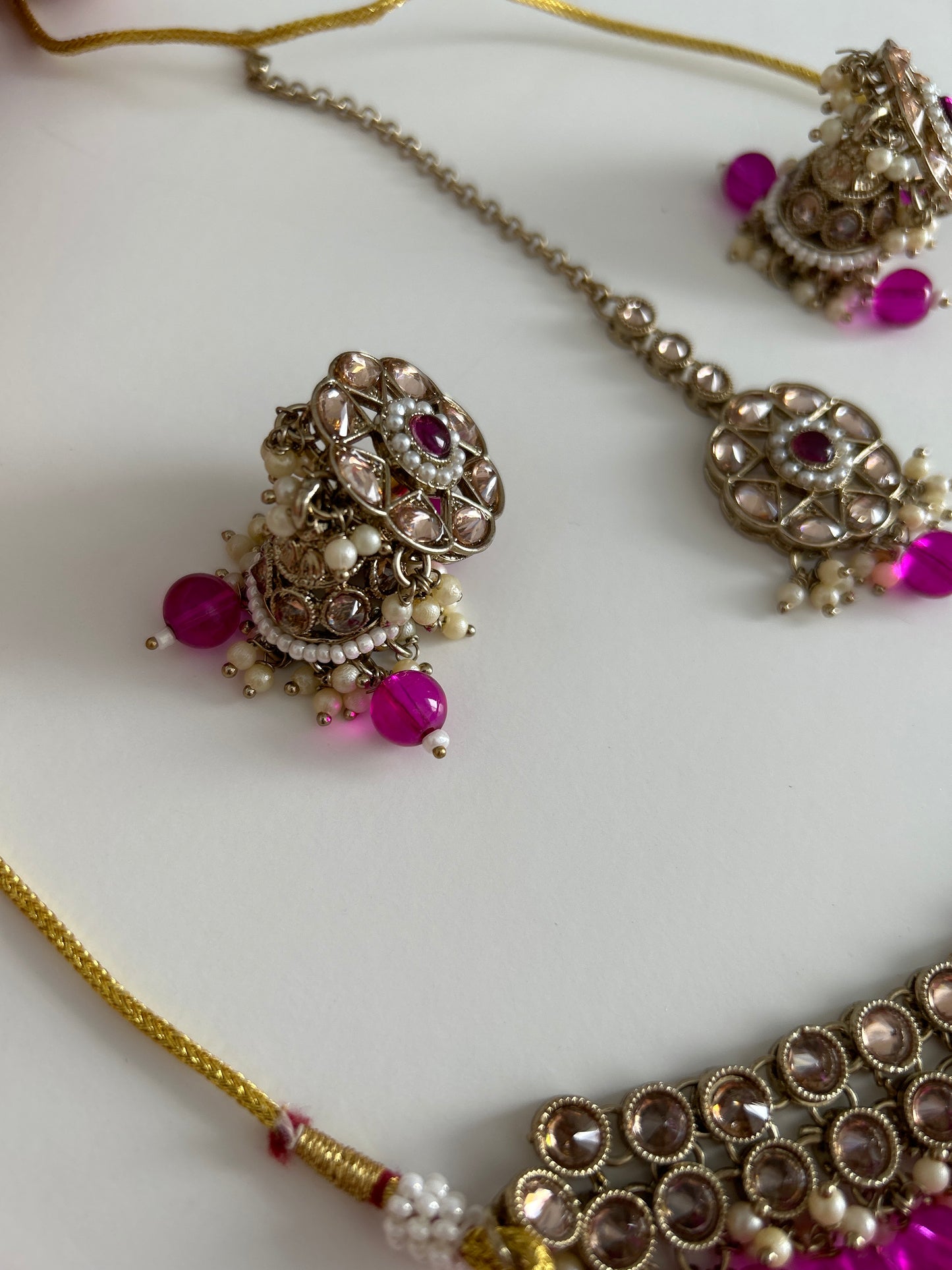 Purple Necklace earrings tikka set