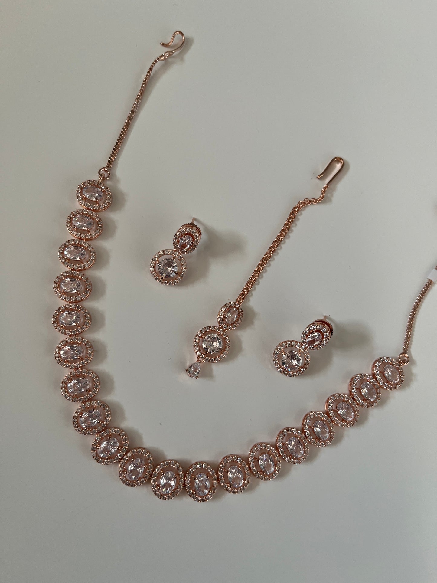 Oval Rose Gold American Diamond Set