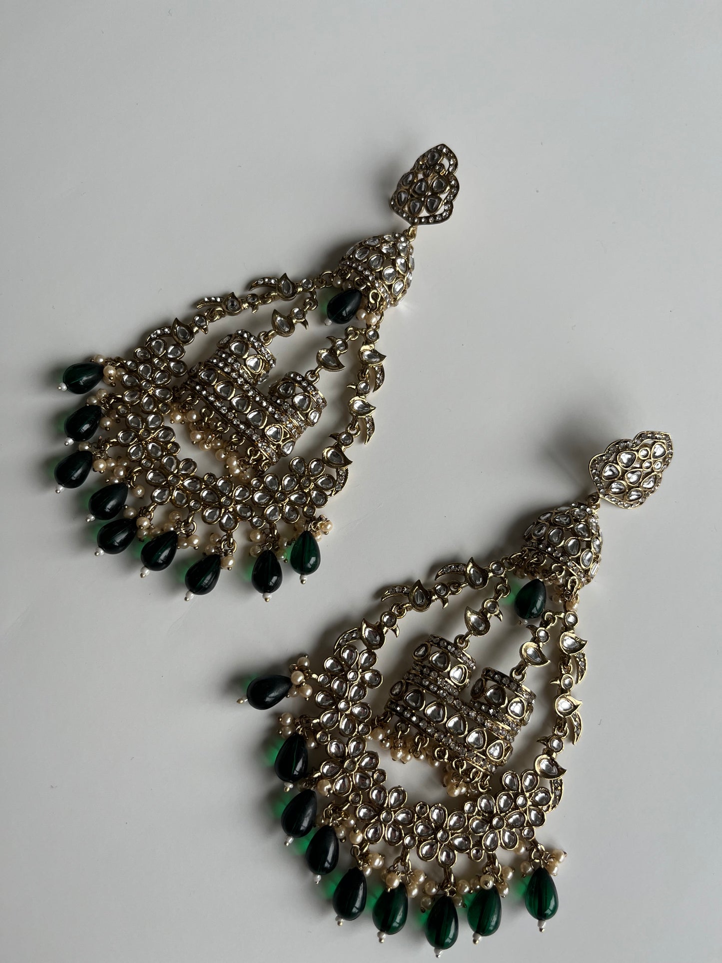 Glamorous Emerald Green Statement Earrings