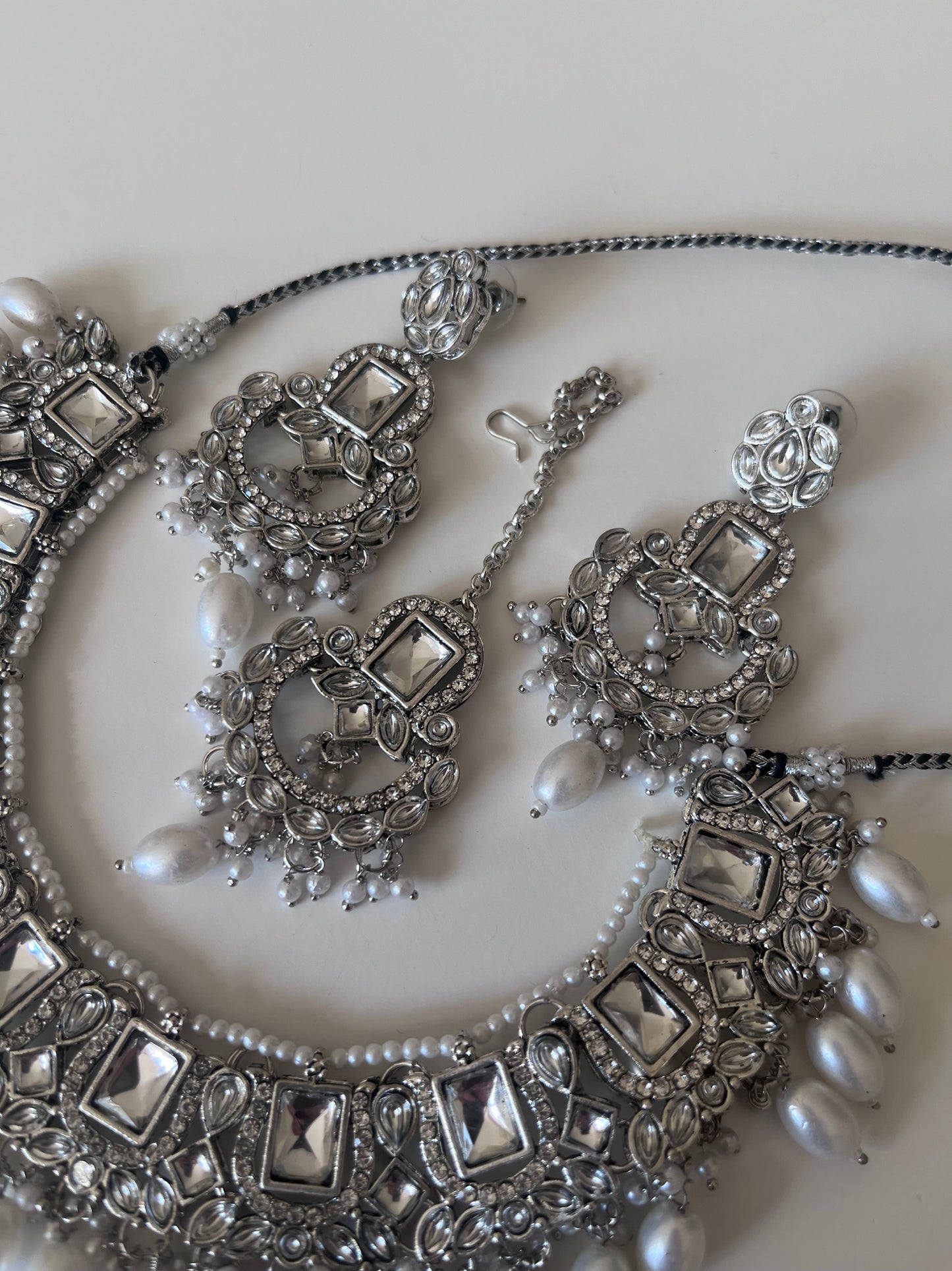 Rectangle Pearl Silver Set