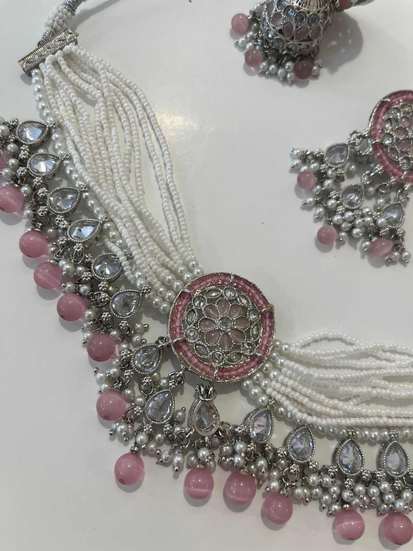 Silver Pink Pearl Choker