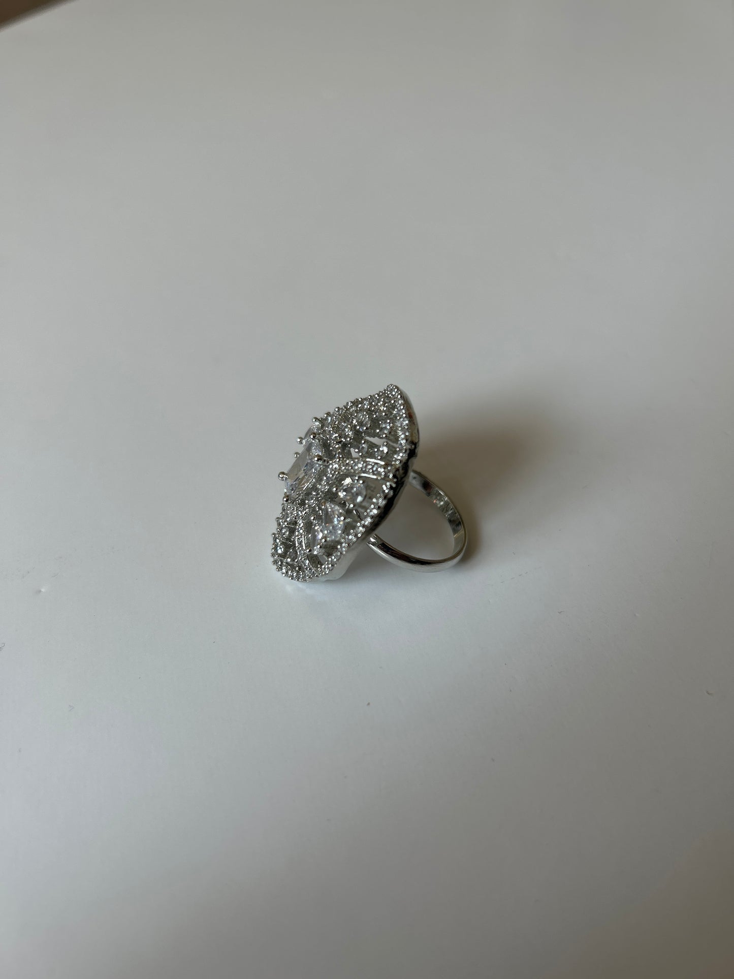 Wavy Crystal Statement Ring