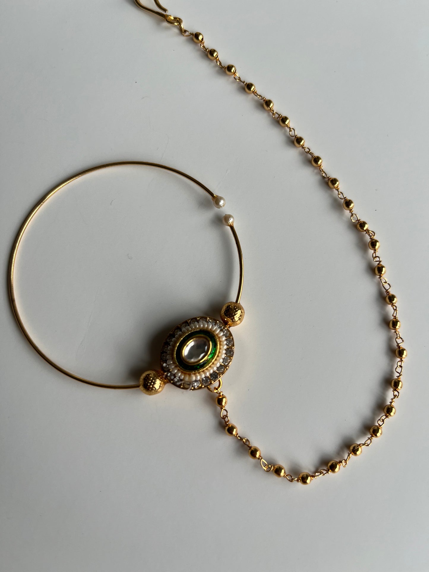 Emerald Faux Kundan Naath
