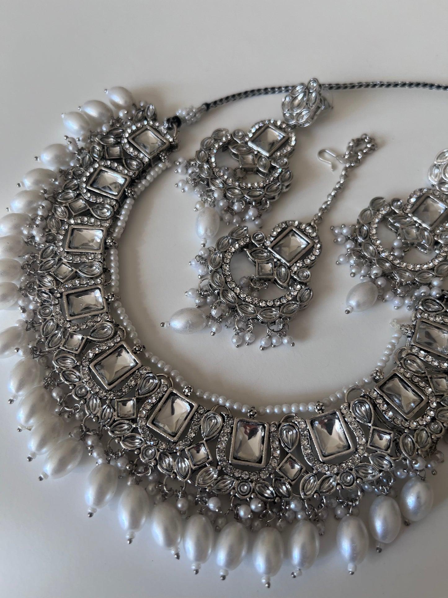 Rectangle Pearl Silver Set