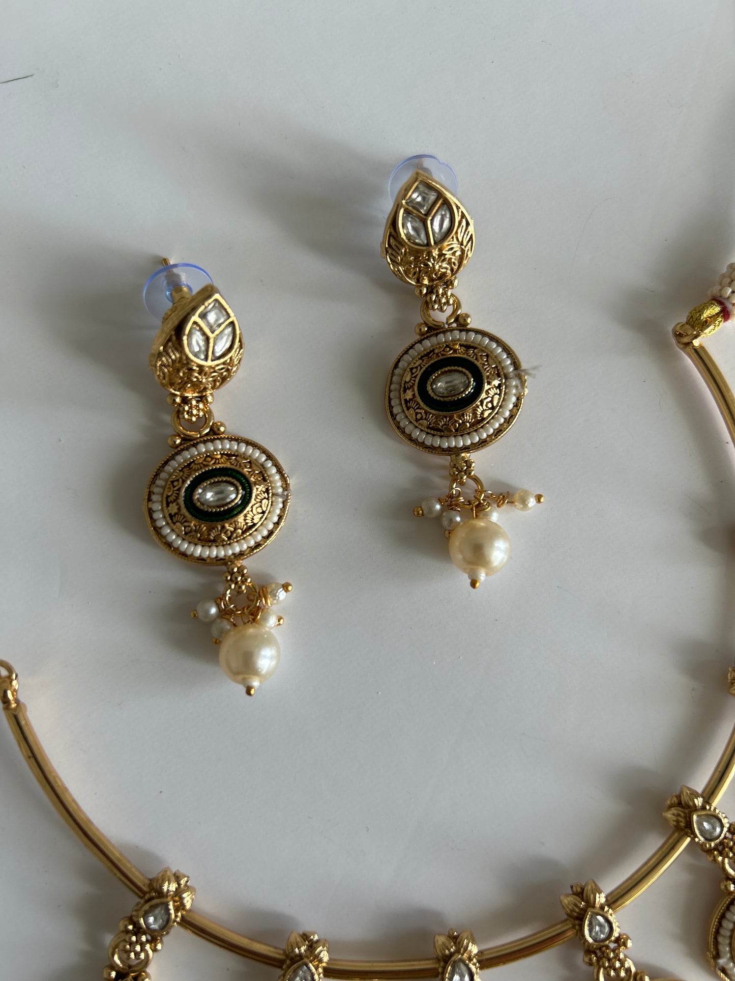 Oval Faux Gold Necklace Earring Set
