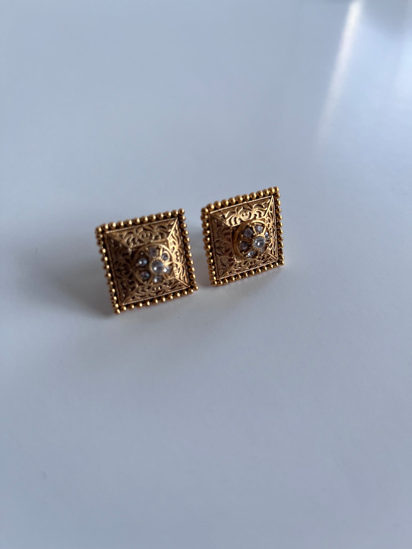 Crystal Antique Gold Studs