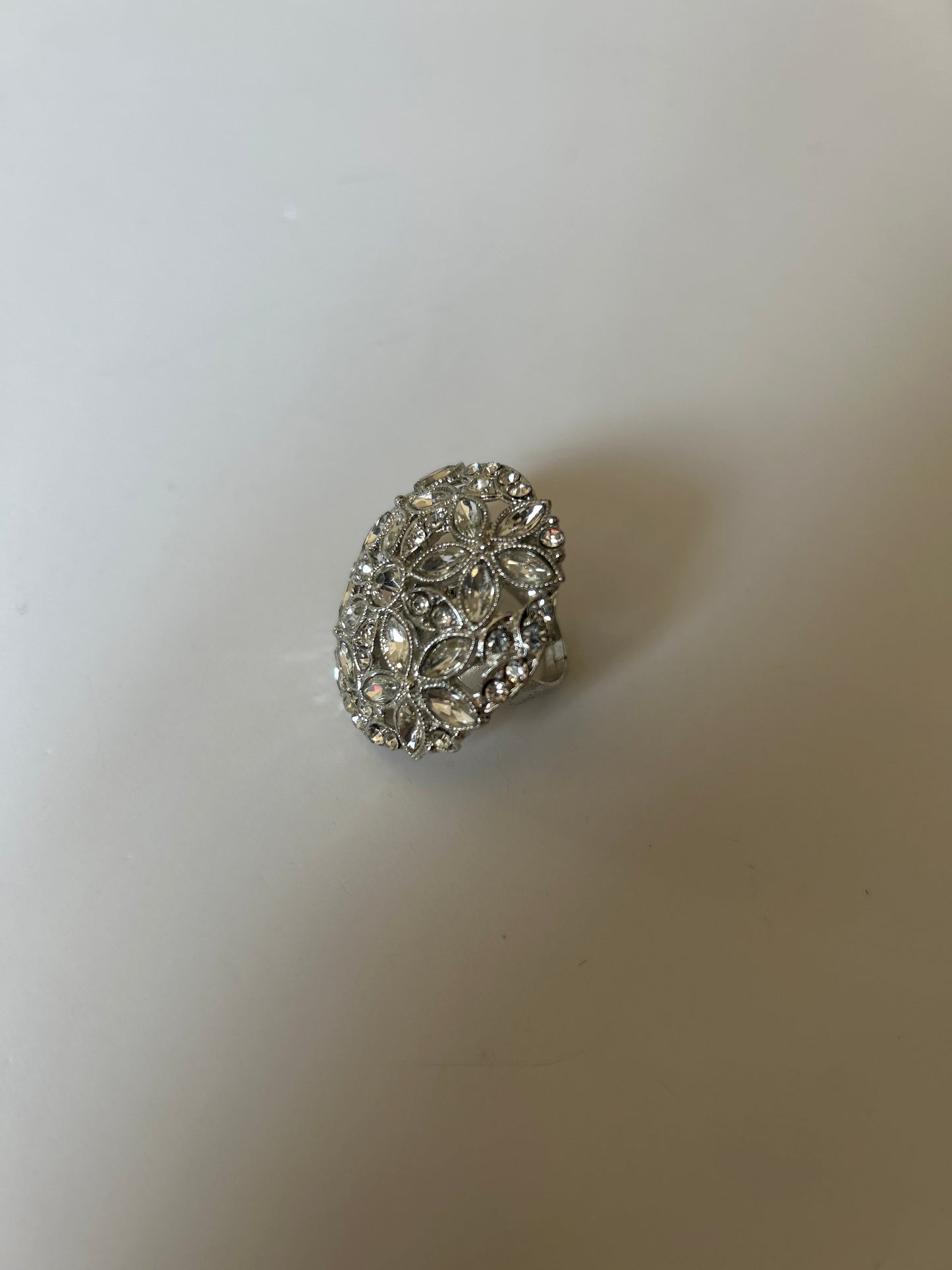 Flower Silver Statement Ring