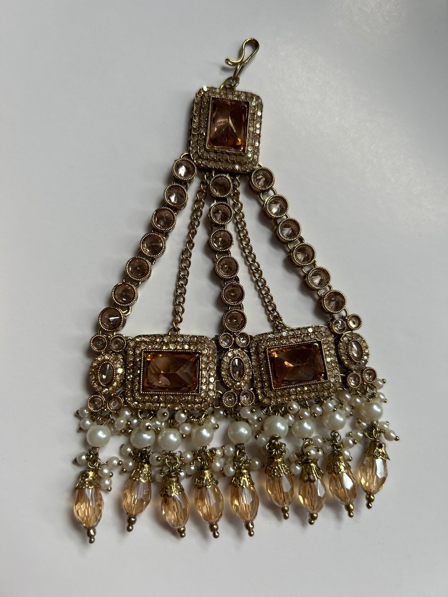 Gold Square Necklace Earrings Tikka Passa Set