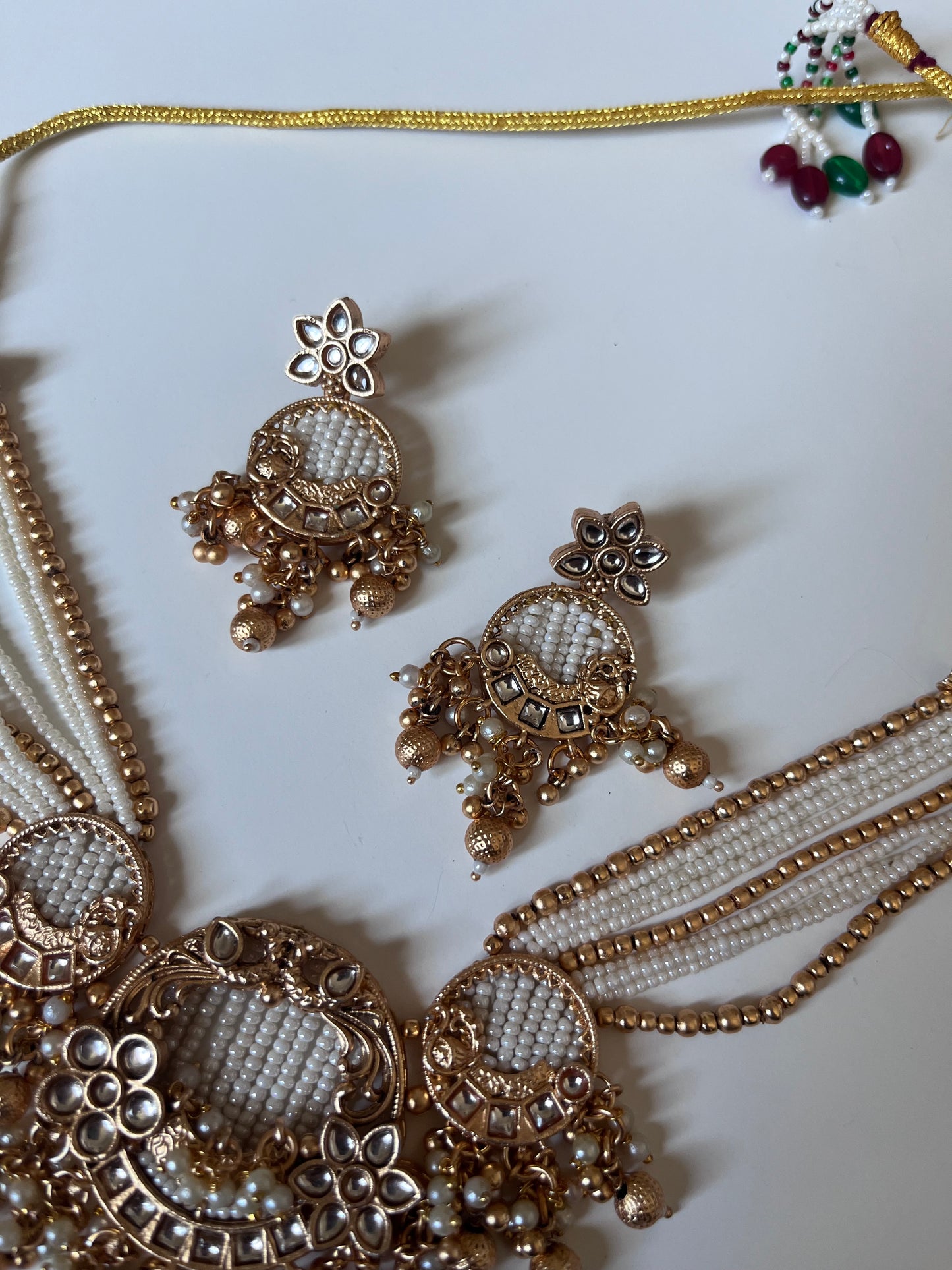 Antique gold pearl bells set