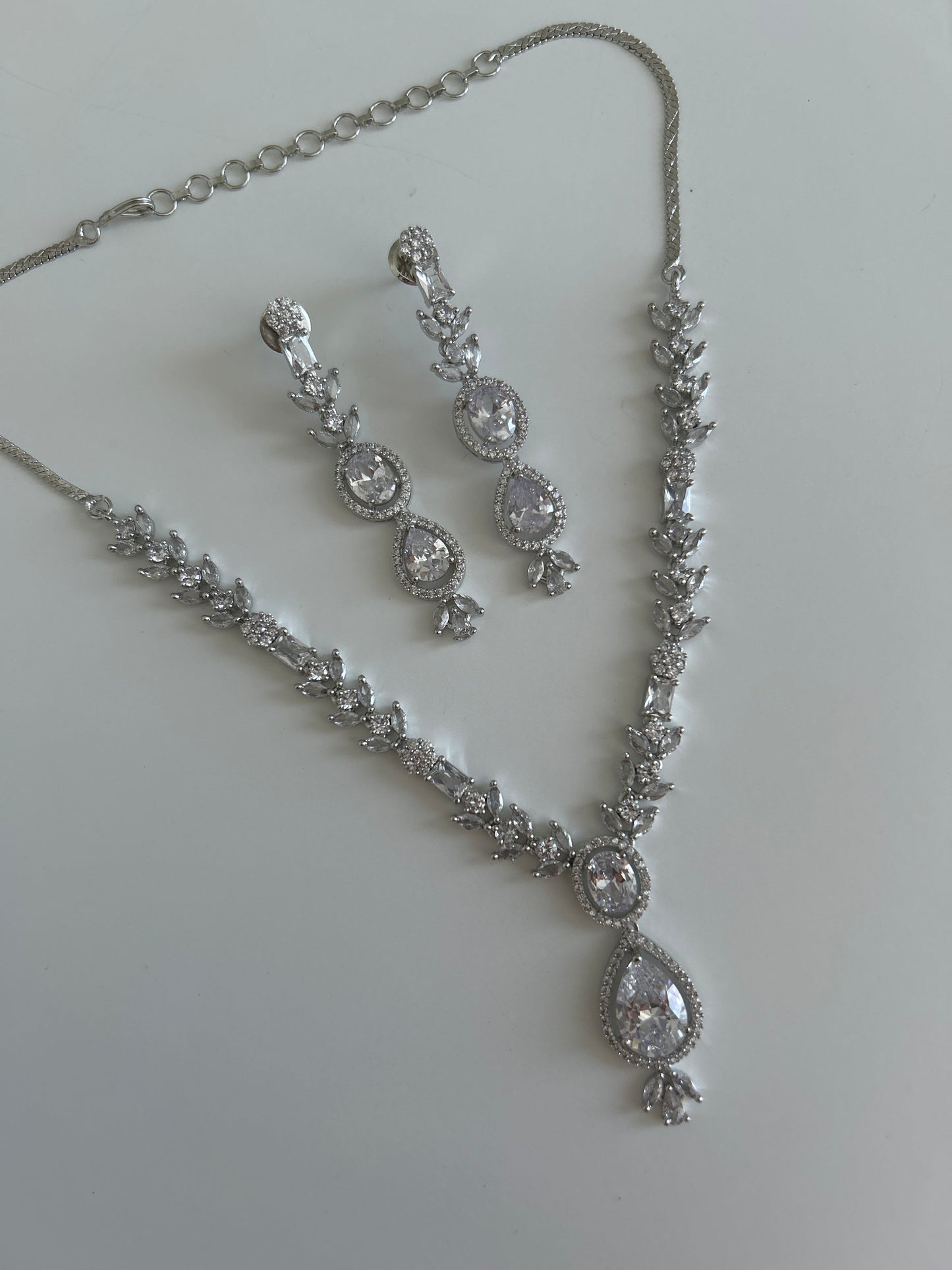 American diamond pendant necklace earrings set