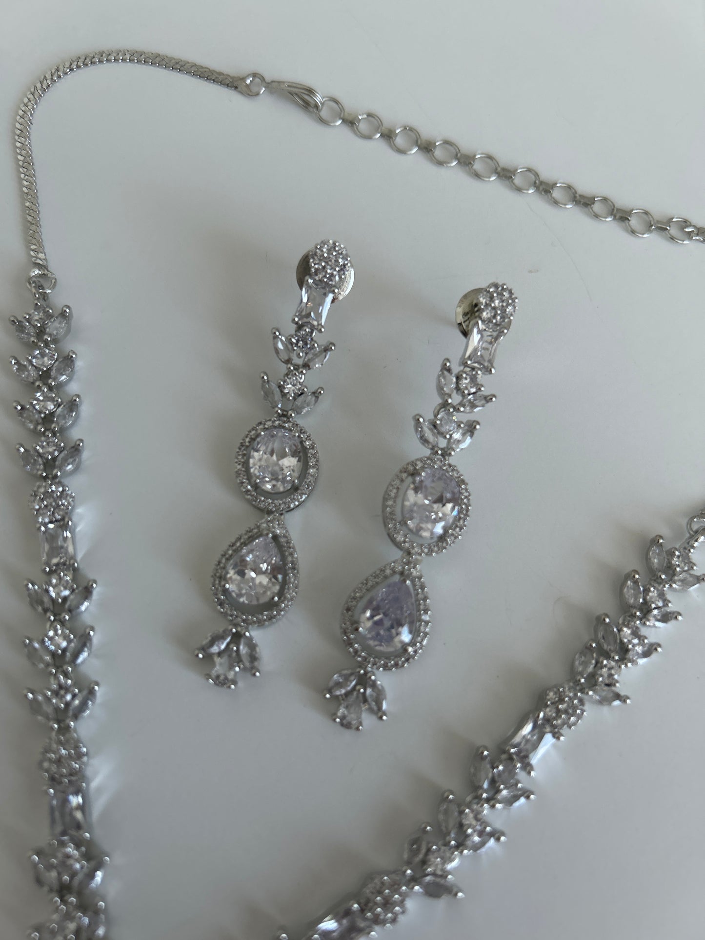 American diamond pendant necklace earrings set