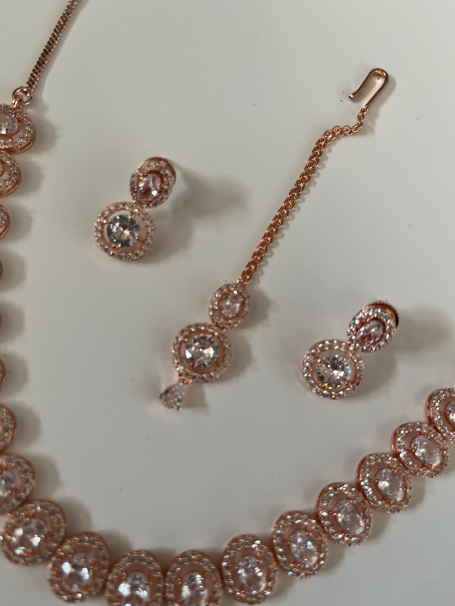 Oval Rose Gold American Diamond Set