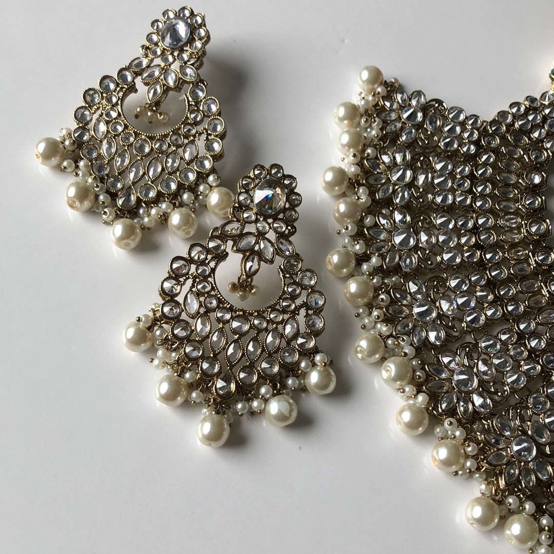Bridal Gold Earrings Tikka Necklace Set