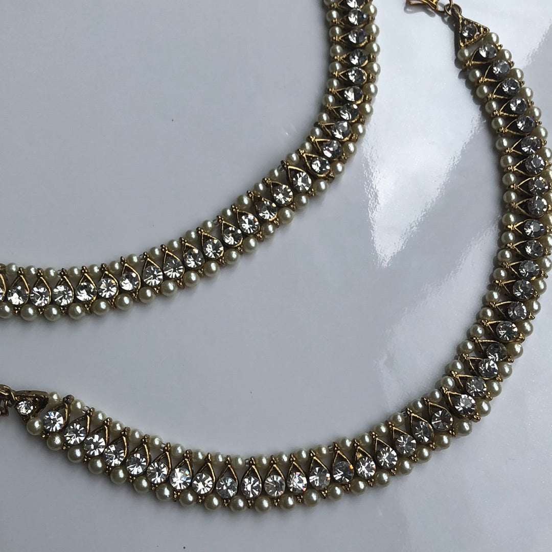 Pearl Crystal Gold Payal