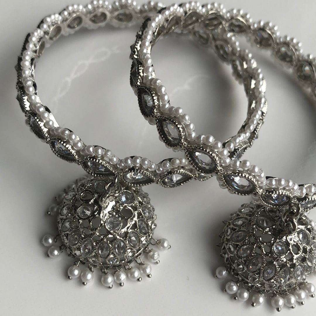 Silver Jumke Crystal Bangles