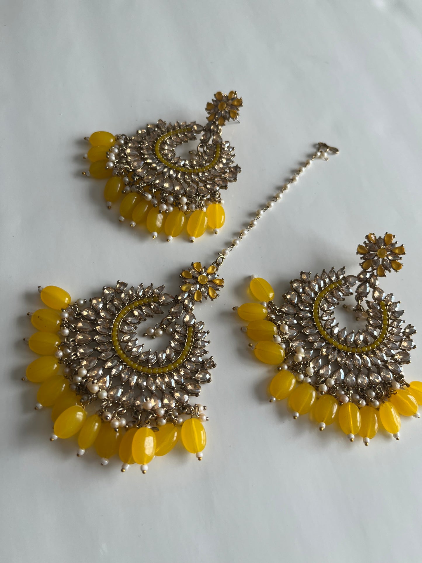 Bright Yellow Statement Earring Tikka