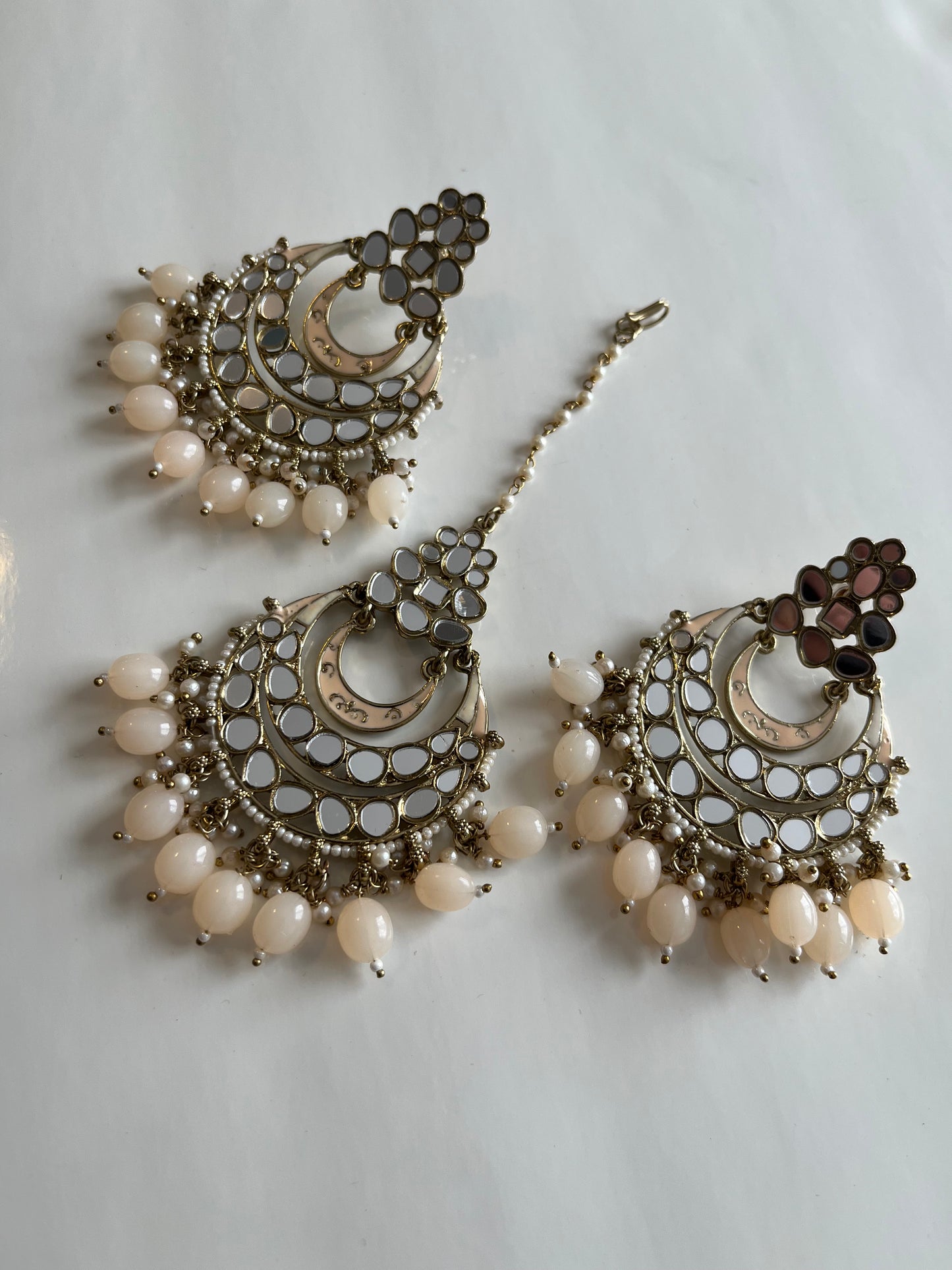 Mirror Peach Earring Tikka