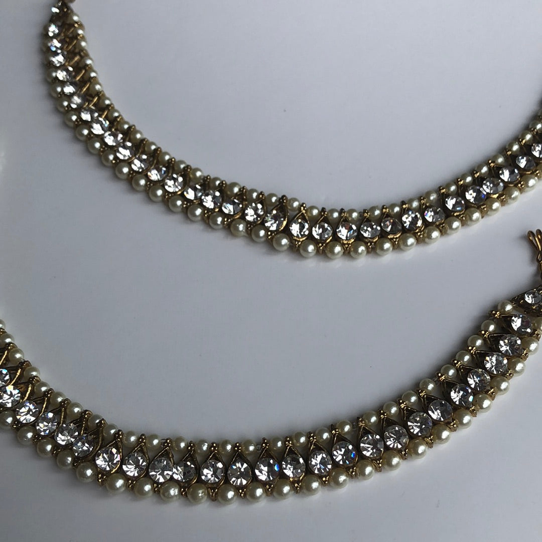 Pearl Crystal Gold Payal