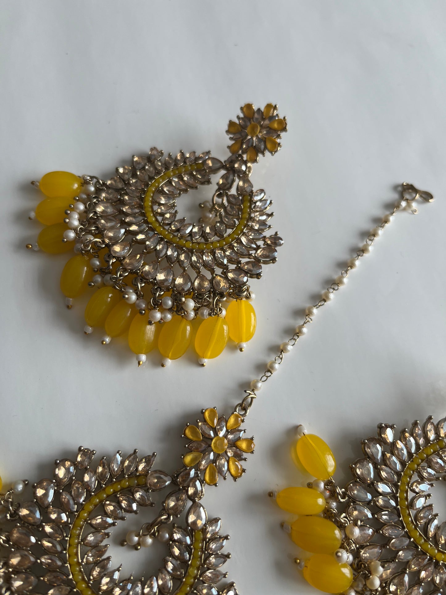 Bright Yellow Statement Earring Tikka