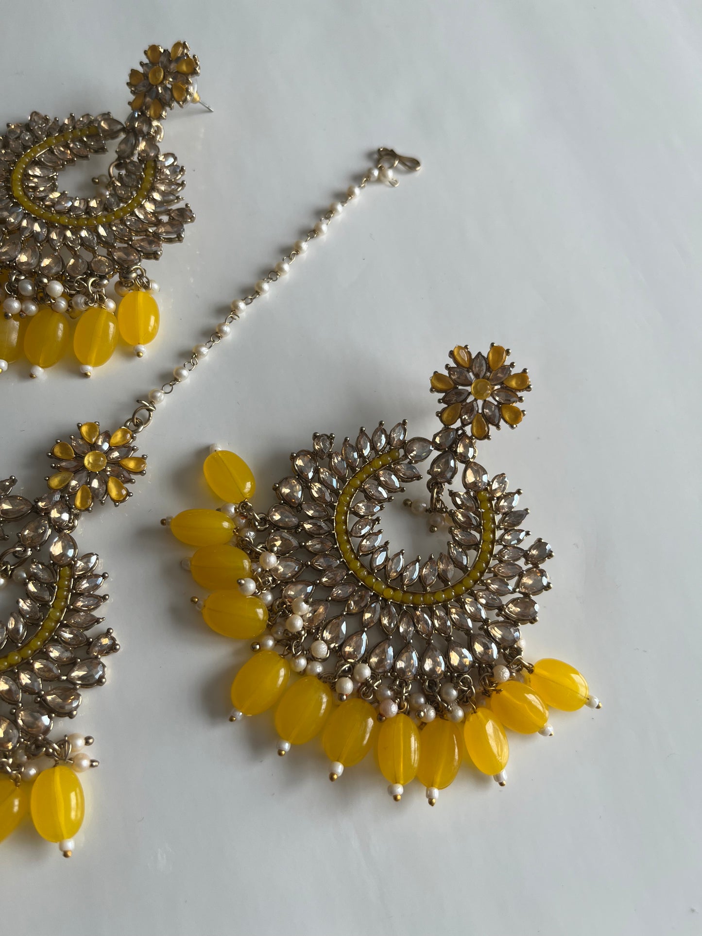 Bright Yellow Statement Earring Tikka