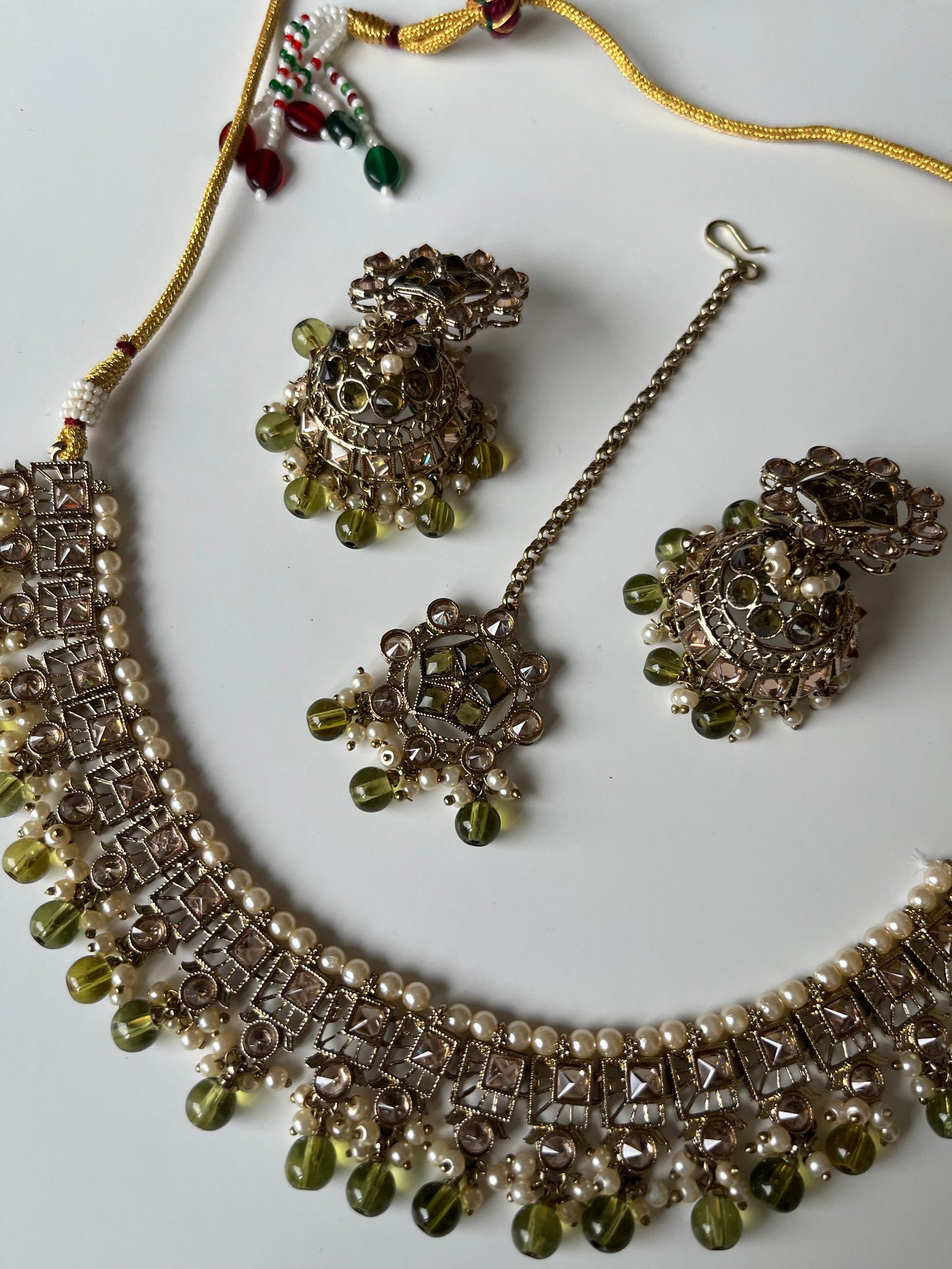 Mehndi Green Bridesmaid Necklace Choker Ser