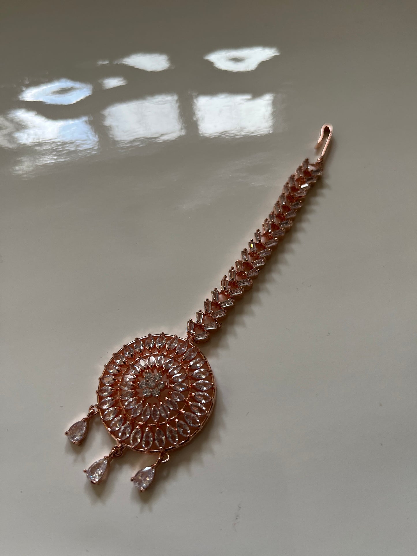Rose gold American Diamond Tikka