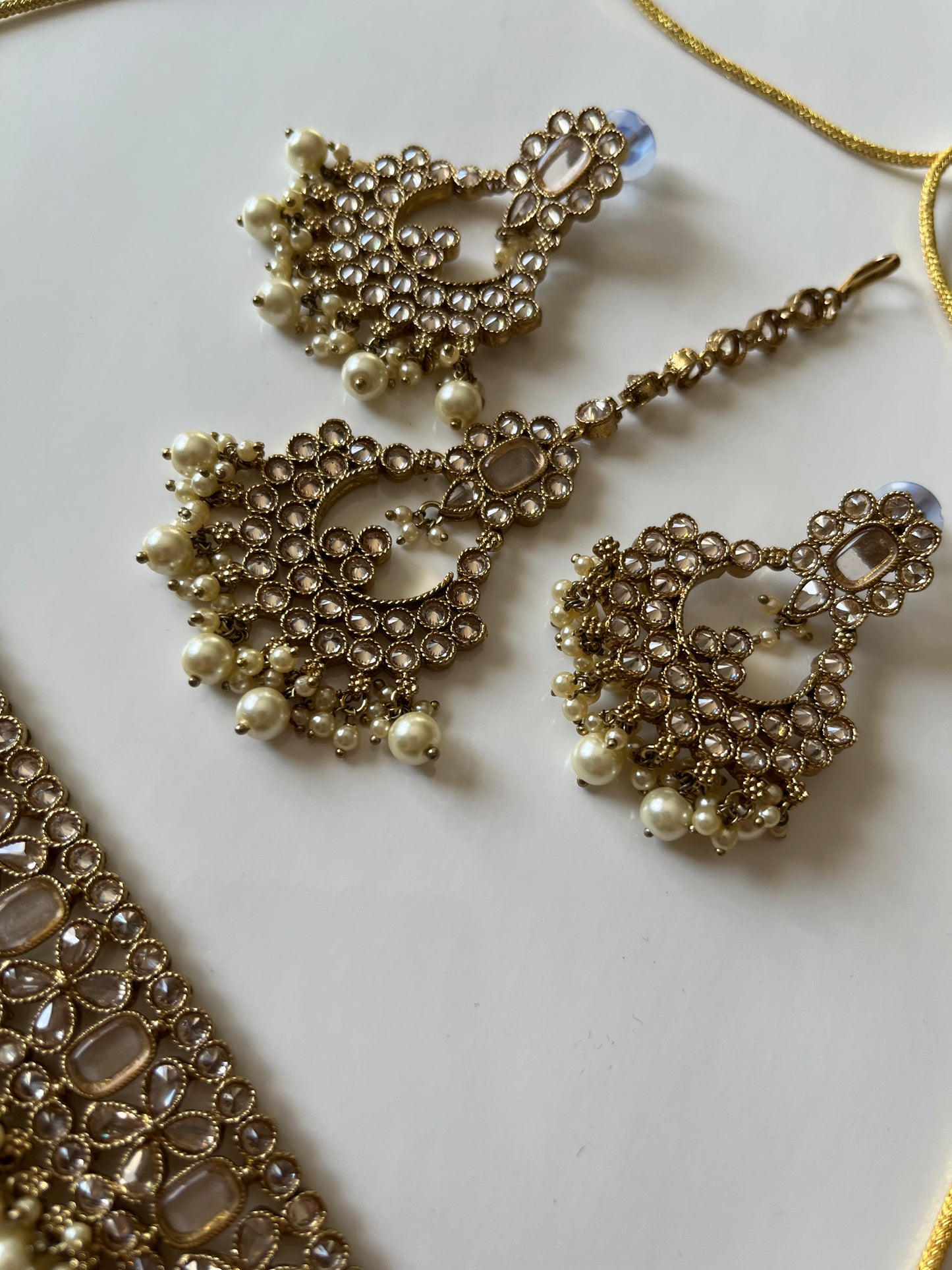 Polki Gold Geometric Floral Choker Earring Tikka Set
