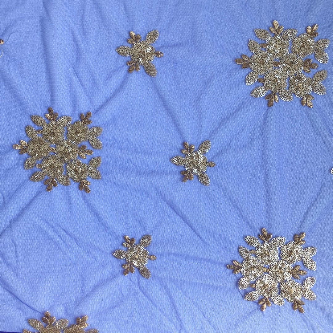 Blue Net Floral Duppatta