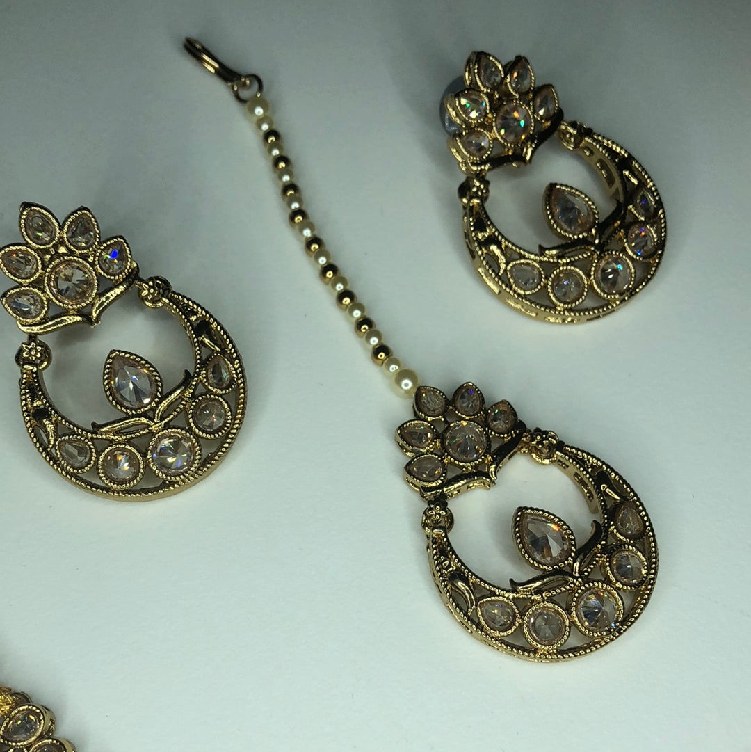 Polki Gold Choker/Necklace Earring Tikka Set