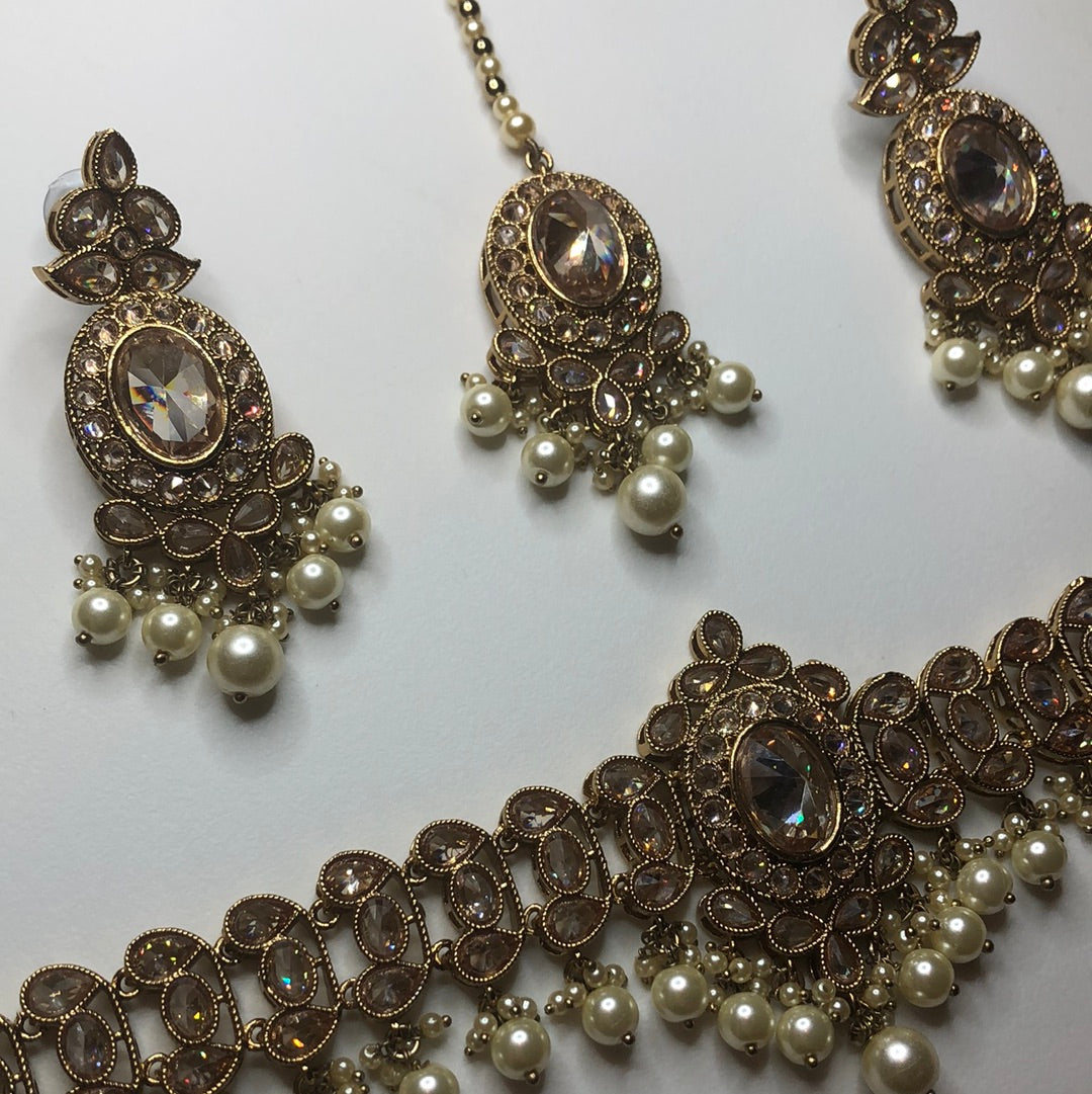 Polki Gold Oval Choker Set