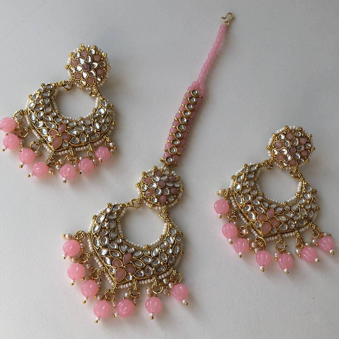 Baby Pink Earring Tikka Set