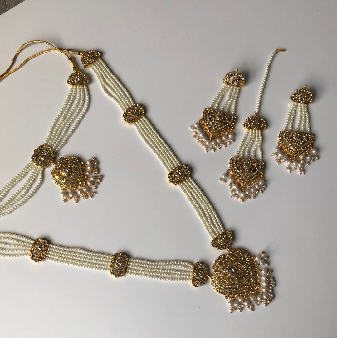 Double Necklace ( Rani haar & choker ) earring Tikka set