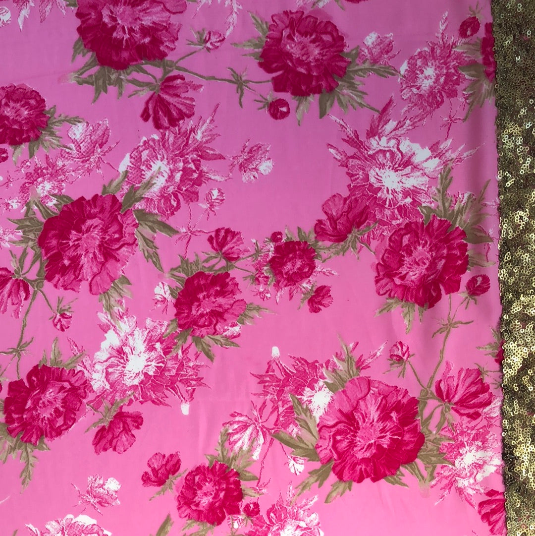 Bright Pink Floral Duppatta