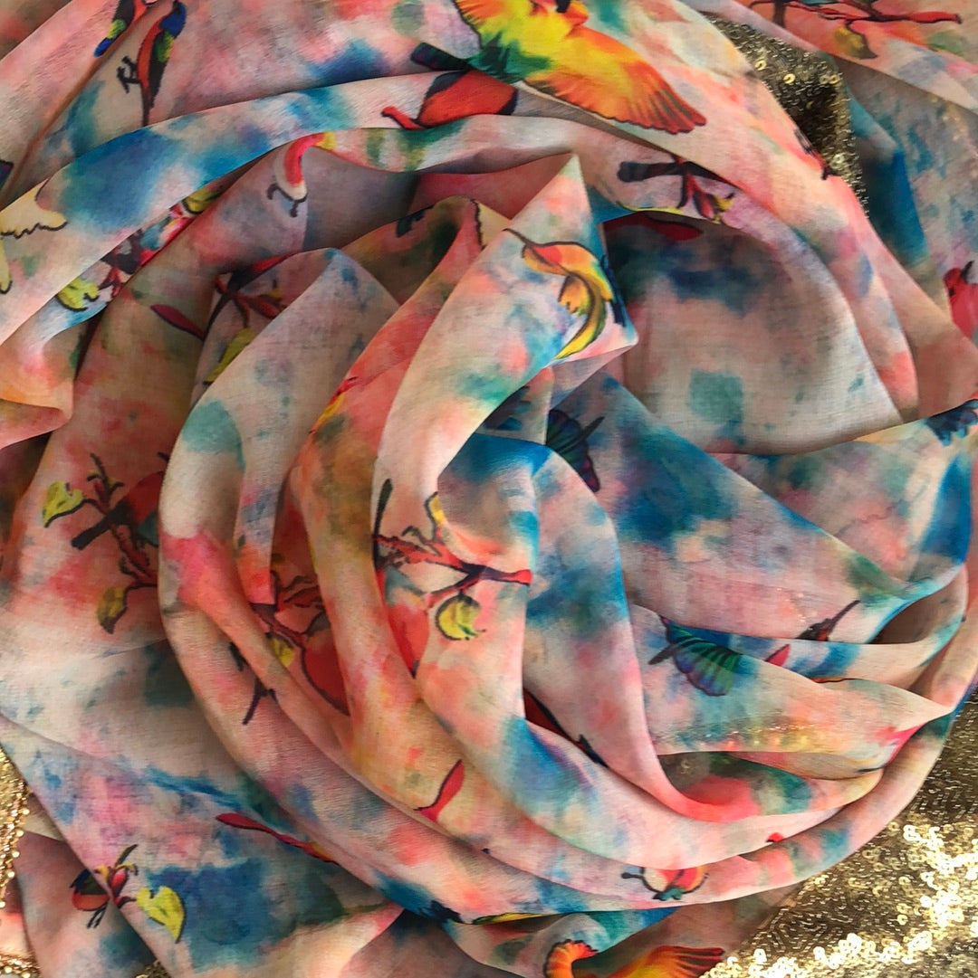Vivid Bright Birds Dupatta