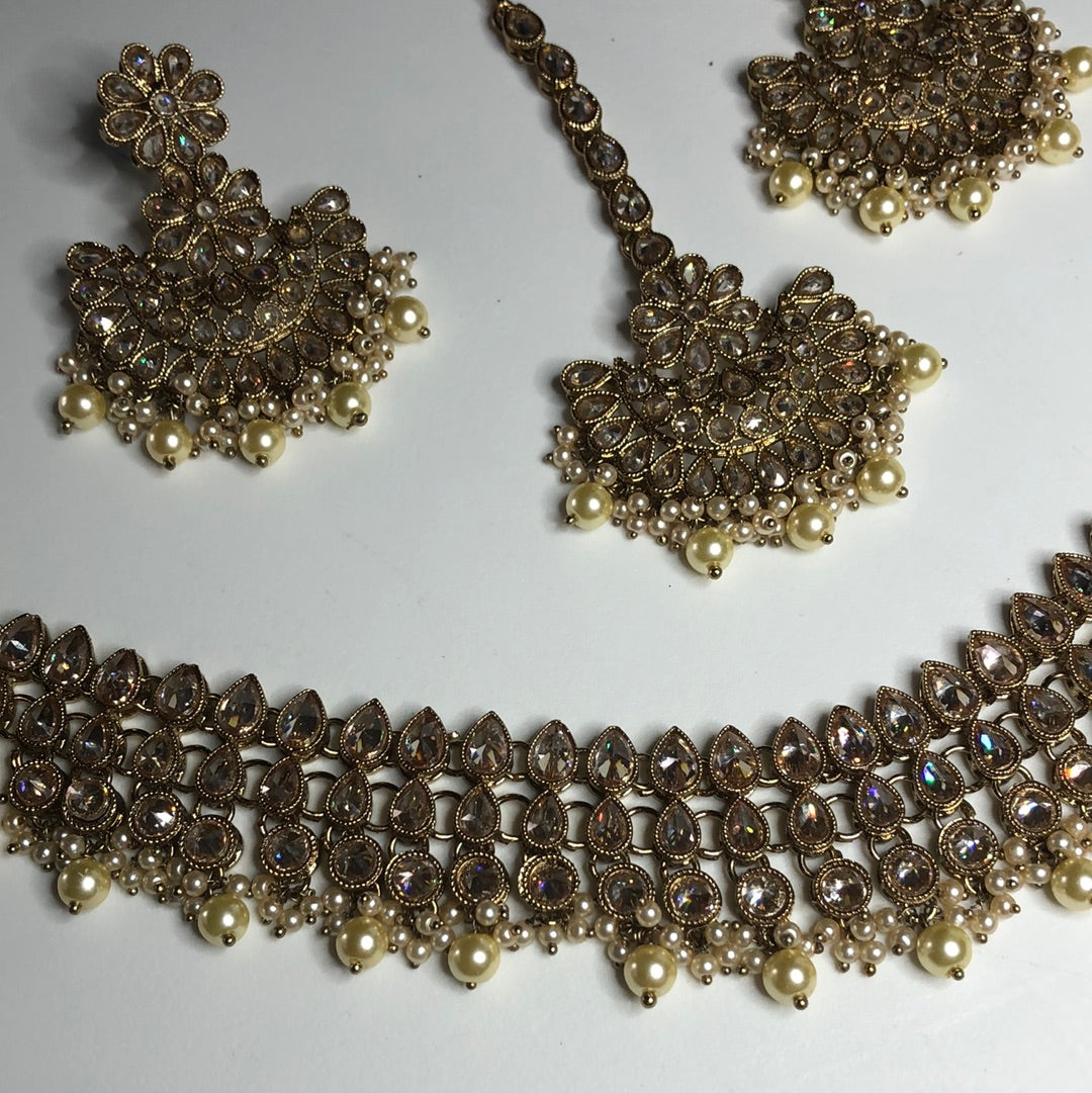 Stunning Gold Necklace Earring Set