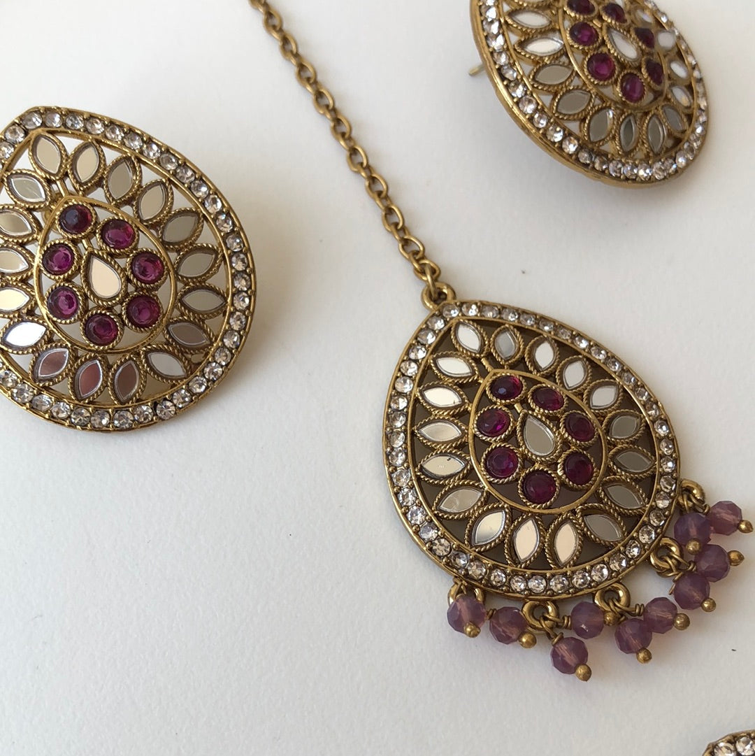 Lavender Choker Earring Tikka Set