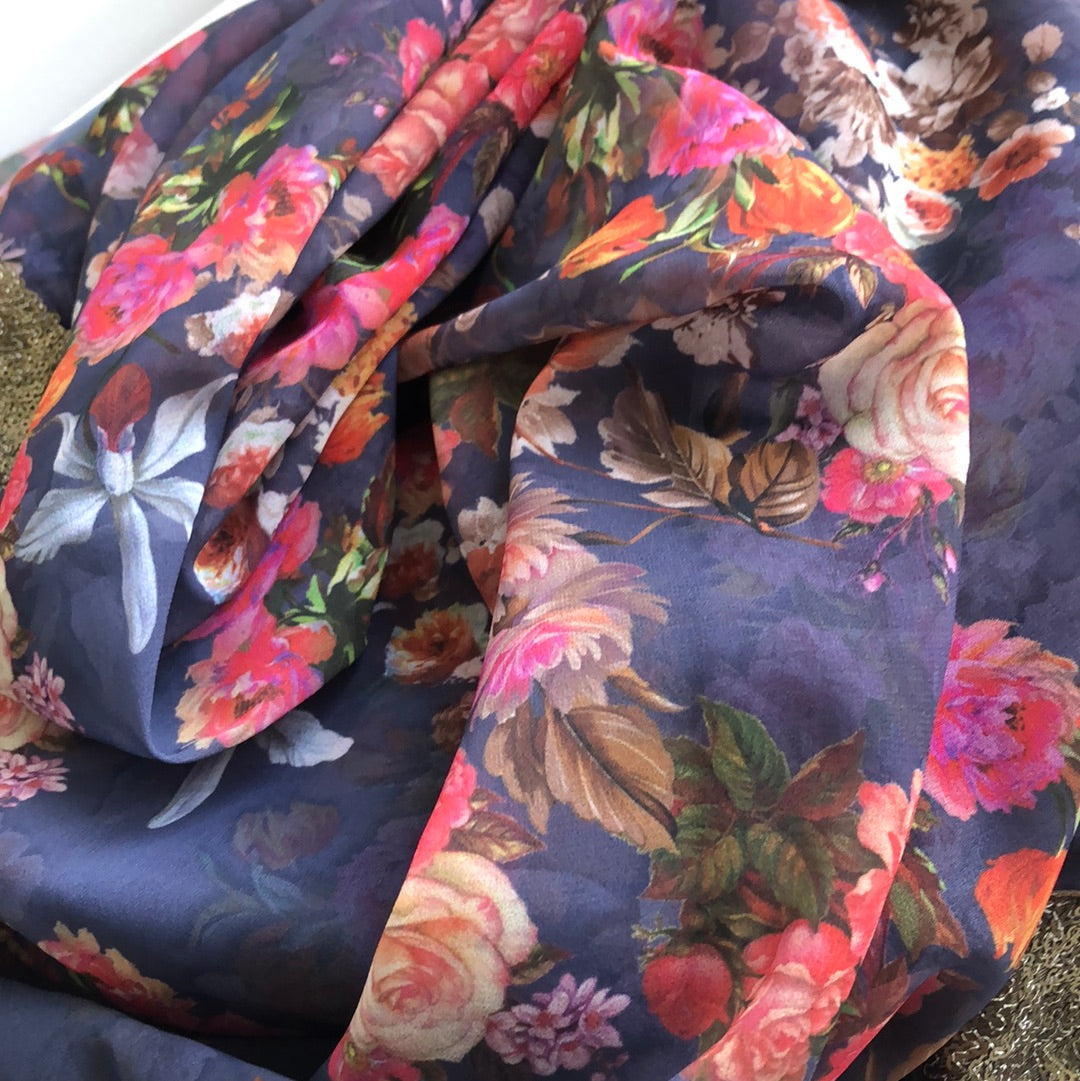 Gray Floral Duppatta