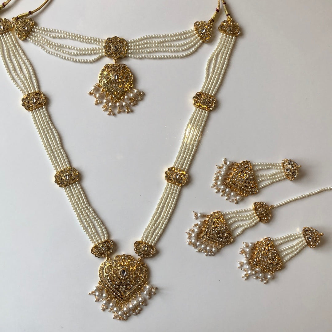 Double Necklace ( Rani haar & choker ) earring Tikka set
