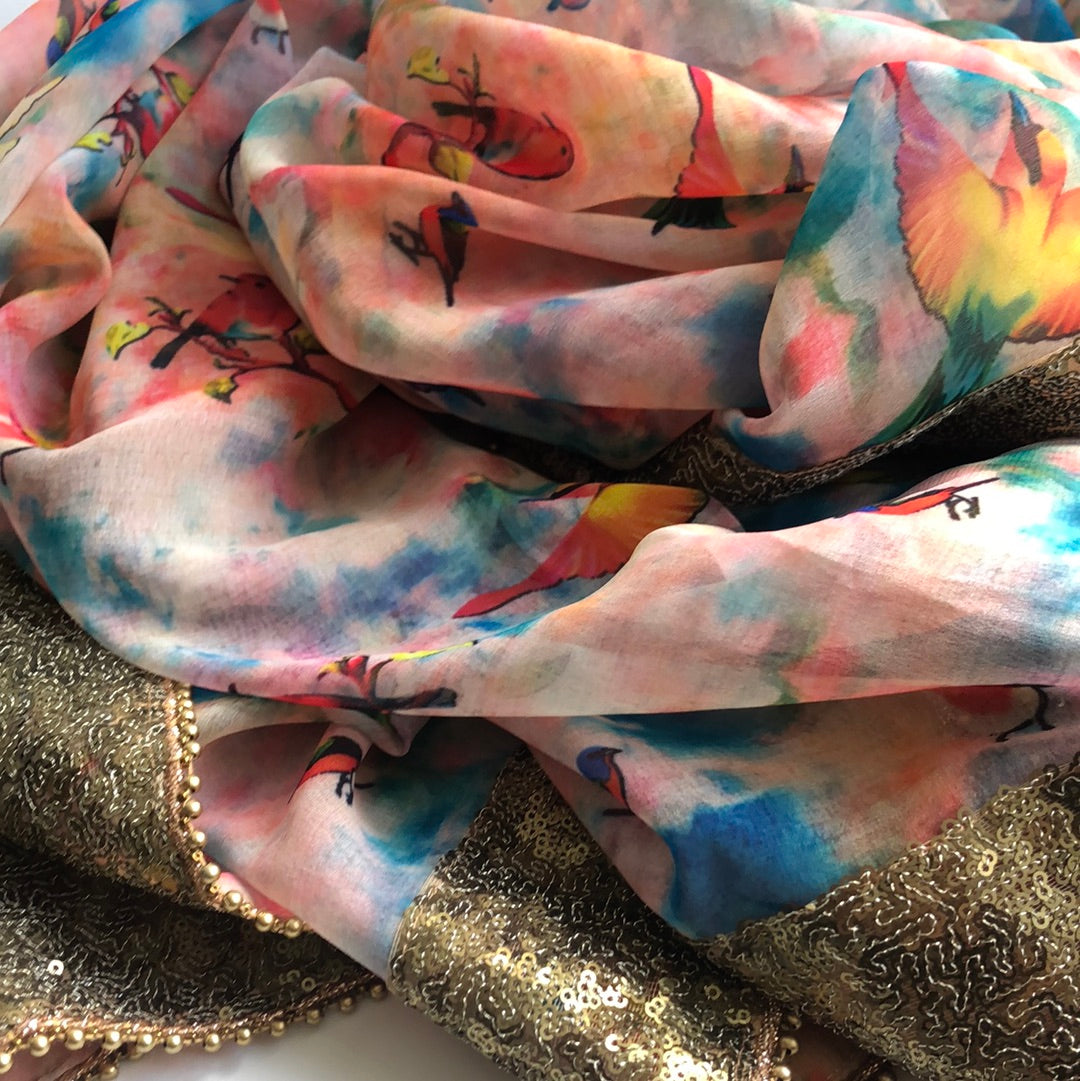 Vivid Bright Birds Dupatta