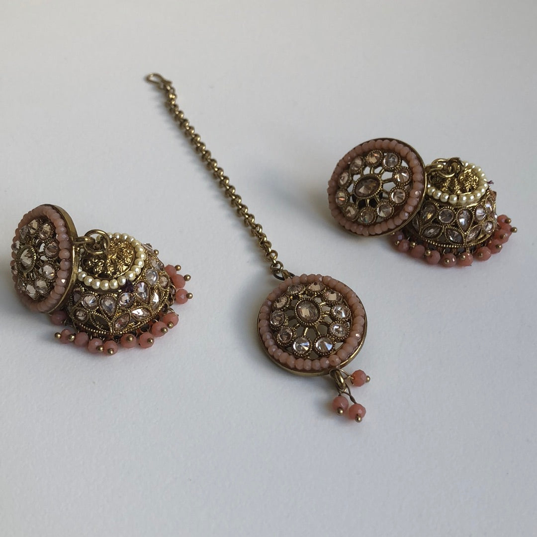 Pink Blush Jumke Earring Tikka Set