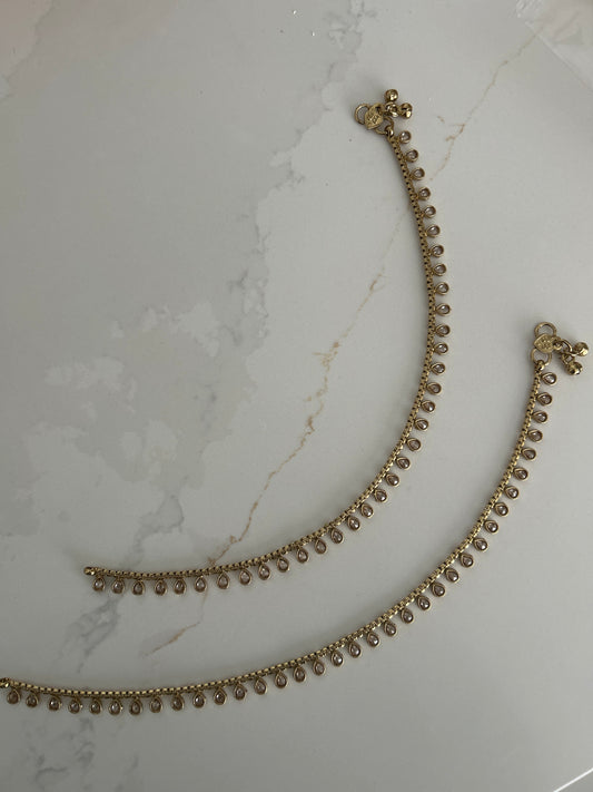 Gold drop Anklets Payal Jhanjaran