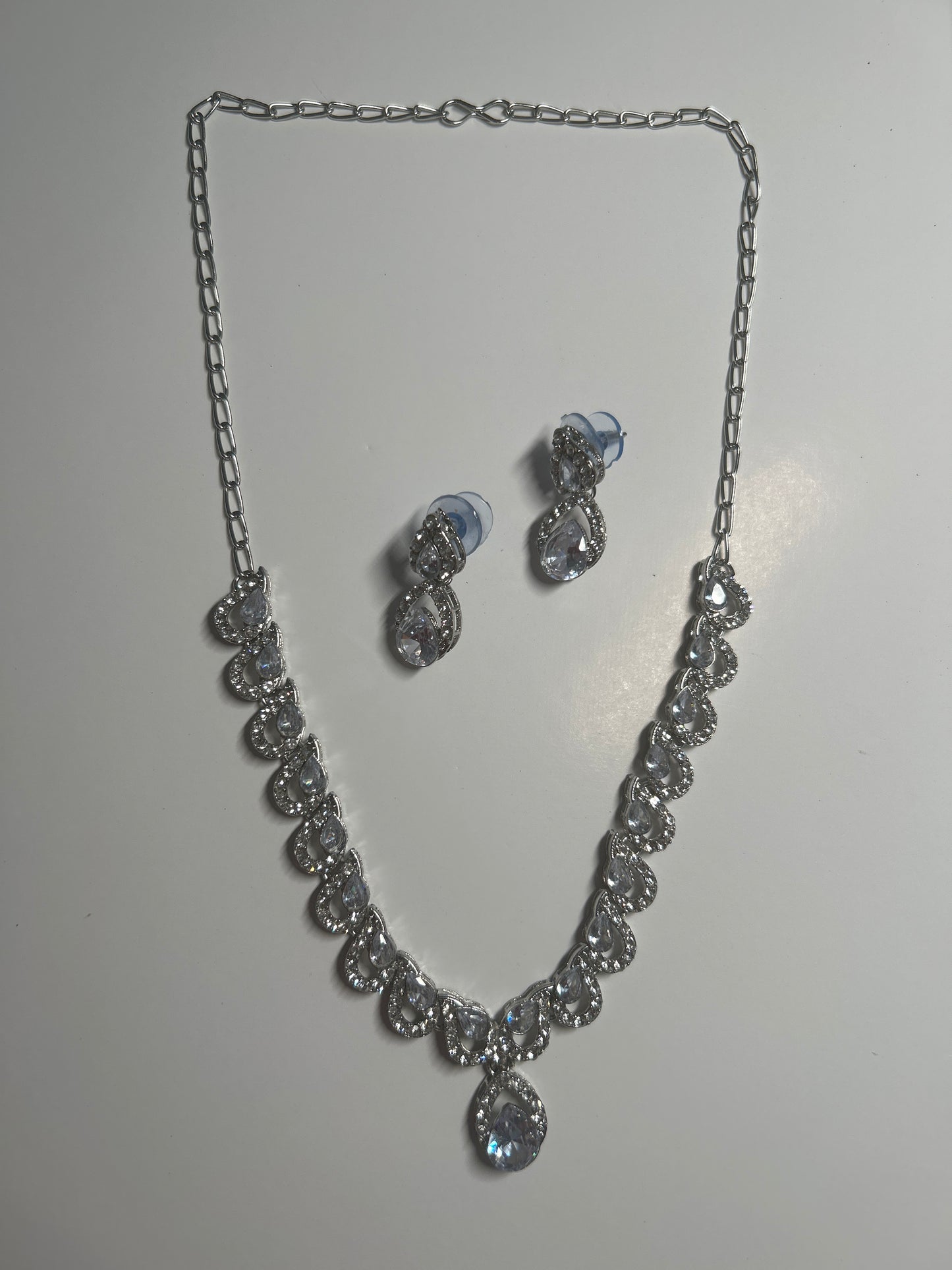 Droplet Crystal Necklace Earrings