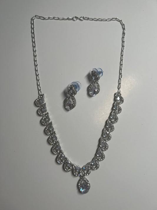 Droplet Crystal Necklace Earrings