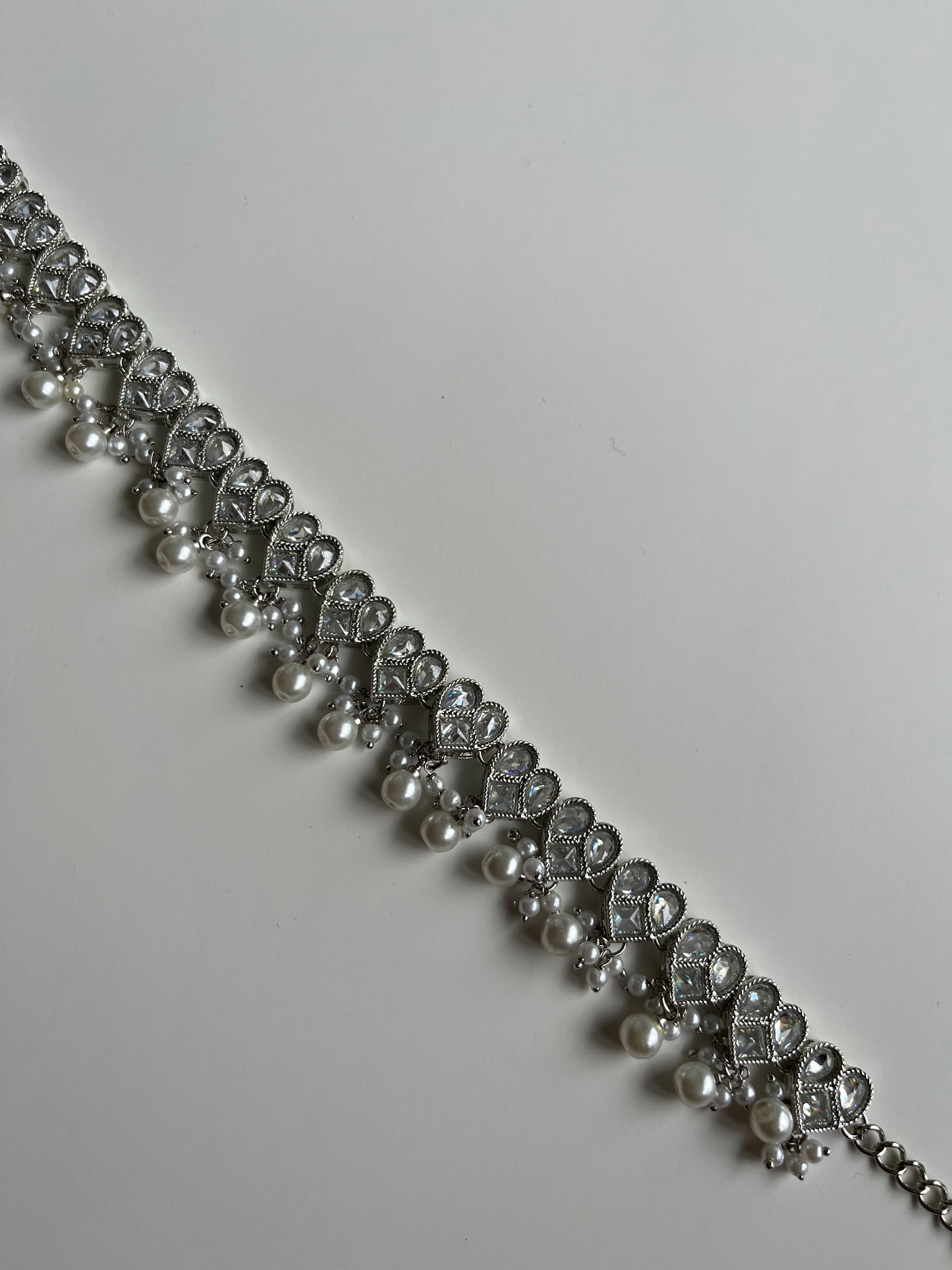 Silver Heart Polki Waistchain