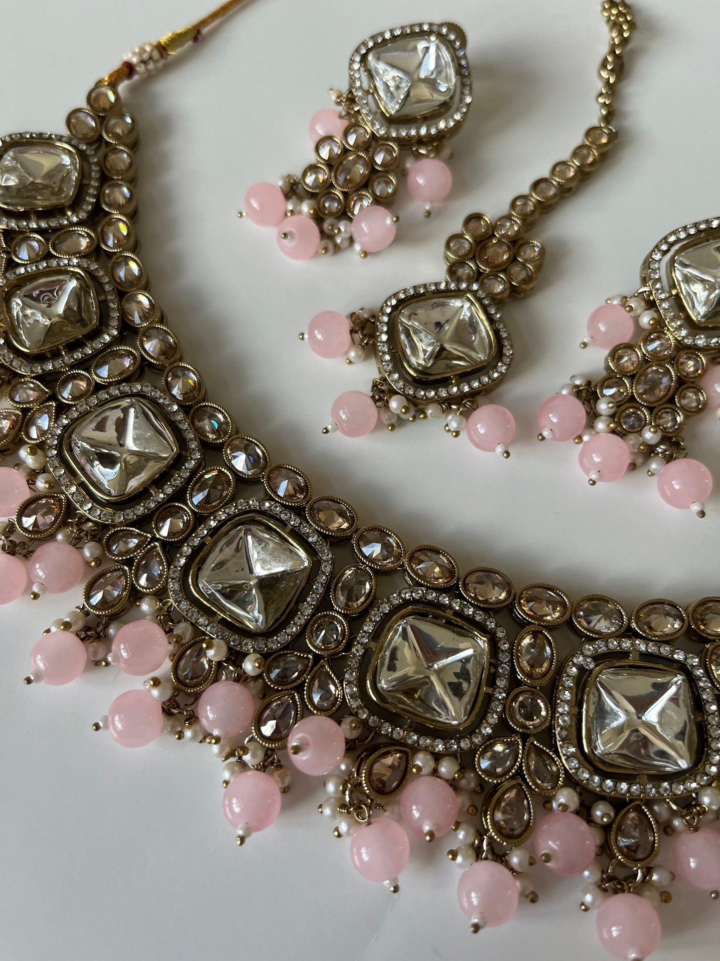 Pink Polki Kundan Set