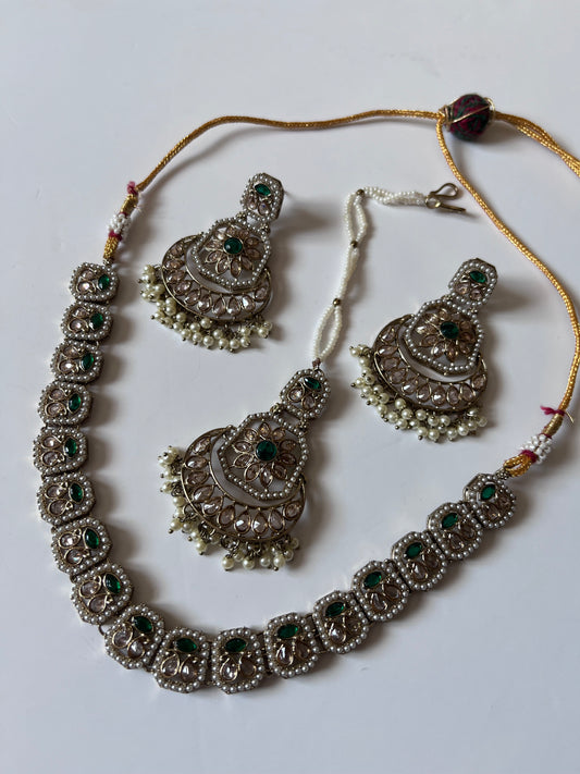 Dark Emerald Green Small Polki Set