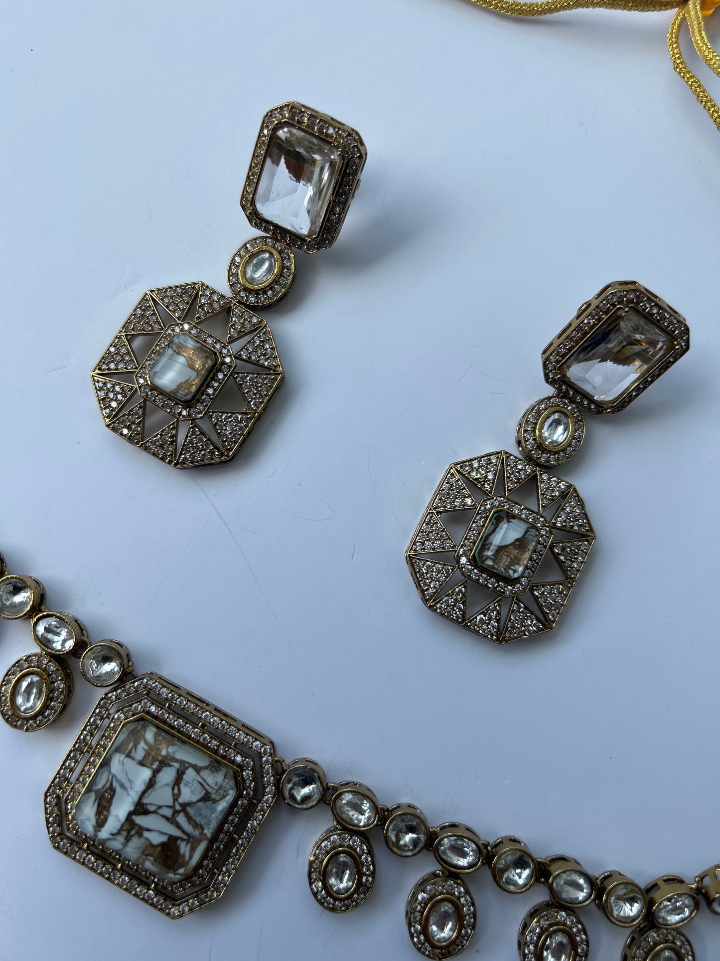 Calcutta Marble Necklace Earrings Set