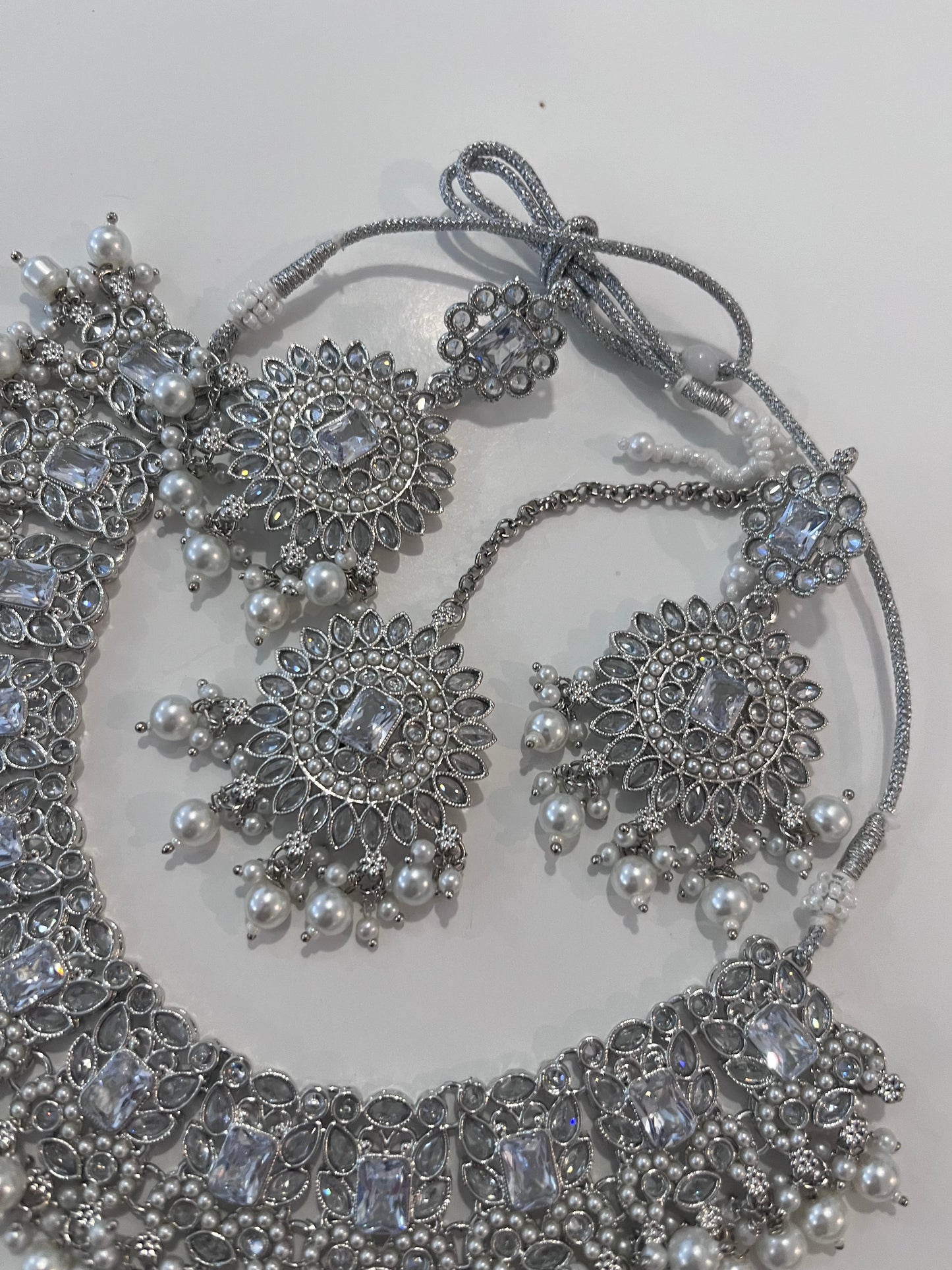 Rectangle Silver Pearl Set