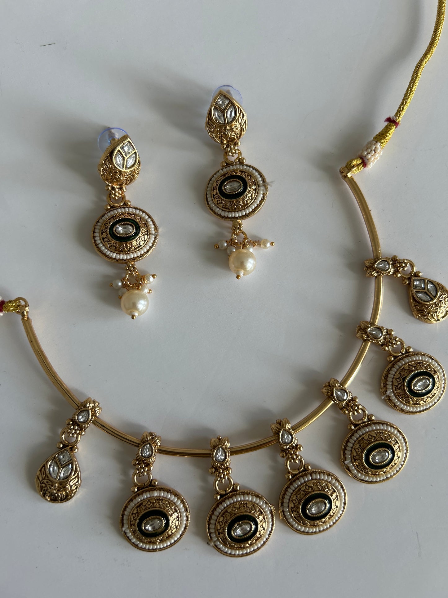 Oval Faux Gold Necklace Earring Set