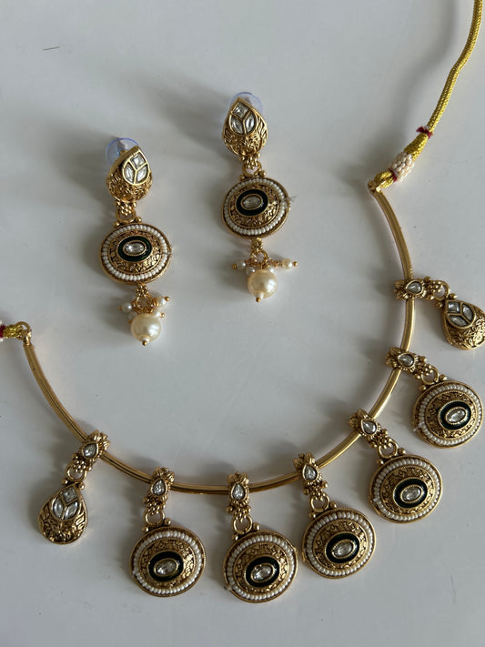 Oval Faux Gold Necklace Earring Set
